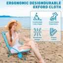 2 Pack Low Beach Chair,Folding Recliner Camping Chair for Adults,Lightweight Backpacking Low Seat Camping Chairs with Cup Holder,Carry Bag for Outdoor Camp Lawn Picnic Festival,Blue