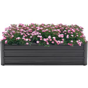 Thanaddo Galvanized Raised Garden Bed 4x3x1ft Outdoor Planter Box Galvanized Steel Garden Bed Kit for Vegetables, Flowers, Herbs and Succulents Black