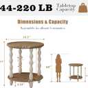 Round End Table, 2-Tier Farmhouse End Table, 18.5'' Handcrafted Weathered Look Wooden Nightstand, Pine Leg, Small Side Tables for Living Room, Small Space, Bedroom, Boho, Easy Assembly, Cream Beige
