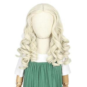 Cosela Princess Blonde Kids Wig White Queen Hair Platinum Curly Halloween Costume Wig