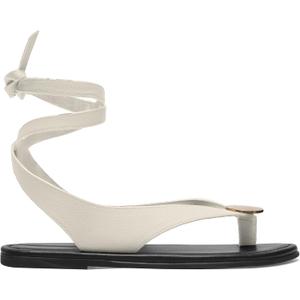 Strap Flip Flop Flat Sandals for Women with Metal Circular Ankle Strappy Ladies Fashion Cute Summer Thong Sandals Dressy. (8, White)