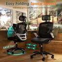 GABRYLLY Ergonomic Office Chair, High Back Home Desk Chair with Headrest, Flip-Up Arms, 90-120 Tilt Lock and Wide Cushion, Big and Tall Mesh Chairs for Man Woman, Black Task Chair