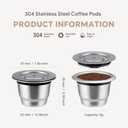 i Cafilas Reusable Coffee Pods Compatible with Nespresso Original Line, Stainless Steel Refillable Espresso Capsules with Tamper, Dishwasher Safe Metal Cups (3 Pods + 1 Tamper)