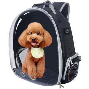 Active Cooling Pet Backpack Carrier with Side Fan,Airline Approved Transparent Bubble Backpack for Cats, Dogs, Puppies Enhanced Ventilation for Travel, Hiking, Camping (Black)
