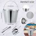 Zopeal 12 Pcs Galvanized Beer Bucket Set, Includes 8 Metal Ice Buckets 5qt with 2 Scoops & 2 Tongs, Round Slive Pails Bulk for Weddings Birthday Beach Pool Party Supplies Summer Table Centerpieces