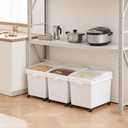 VEVOR Ingredient Bin, 10.5 Gallons Capacity Ingredient Storage Bin, PP Material Flour Bins On Wheels, White Shelf Ingredient Bin with Scoop and Sliding Lid, Commercial Storage Bins 3 Pcs/Set
