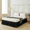 Bed Skirt Queen Size Ruffled Bed Skirt with Split Corners, Queen Bed Skirts 18 Inch Drop with Platform, Black, 18'' Queen