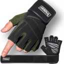 Trideer Workout Gloves for Men, Weight Lifting Gloves with Wrist Wrap Support, Full Palm Protection & Extra Grips for Weightlifting, Exercise, Cross Training, Fitness, Pull-up L