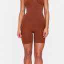 FeelinGirl Shapewear Bodysuit Tummy Control Seamless Sculpting Hip Enhancer Body Shaper for Women, L, Brown 