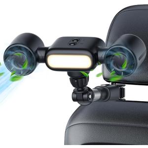 foryou Car Fans Seat Cooling Fan USB Fan 3 Wind Speeds with Night Light Portable Fans for Car Backseat for Kids (Black)