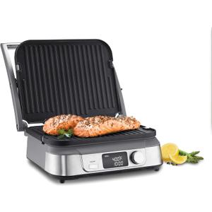 Cuisinart Electric Griddler FIVE Countertop Grill, Enjoy 5-in-1 Functions Including Panini Press, LCD Display, Wide Temperature Range, and Sear Function, Nonstick Plates, GR-5NAS, Stainless Steel
