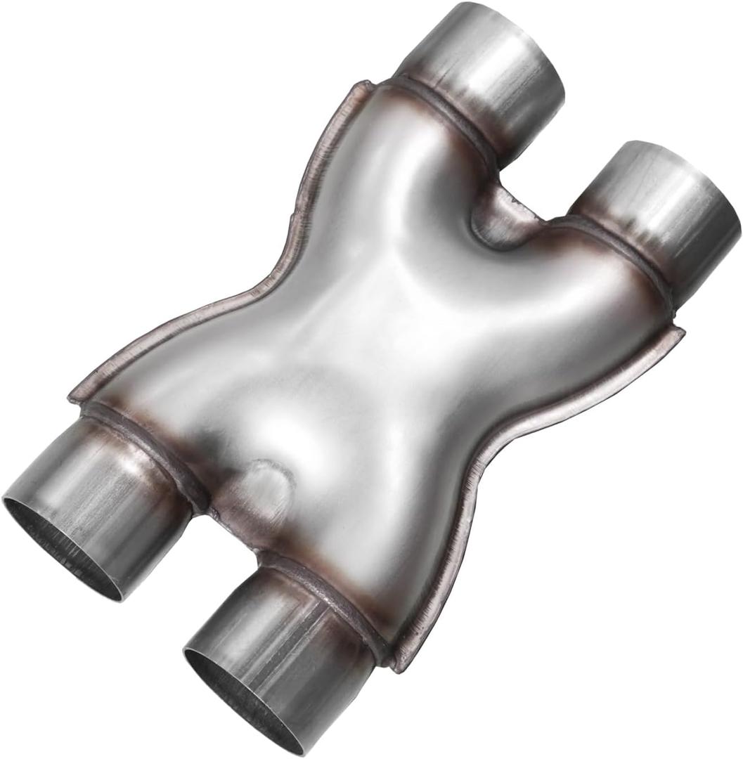 Exhaust X Pipe 2.5 Inch Inlet,Stainless Steel Universal X Pipe 2.5" Inlet 2.5" Outlet 12" Long for Smoother Exhaust Pipe,Dual 2 1/2 Inch Crossover X Pipes Exhaust Tip