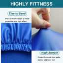 HFCNMY Stool Covers Rectangle, Stretch Waterproof PU Rectangle Bar Stool Covers Vanity Stool Cover Washable Counter Stool Covers Saddle Seat Cover with Elastic Bands(2 Pack,Blue)