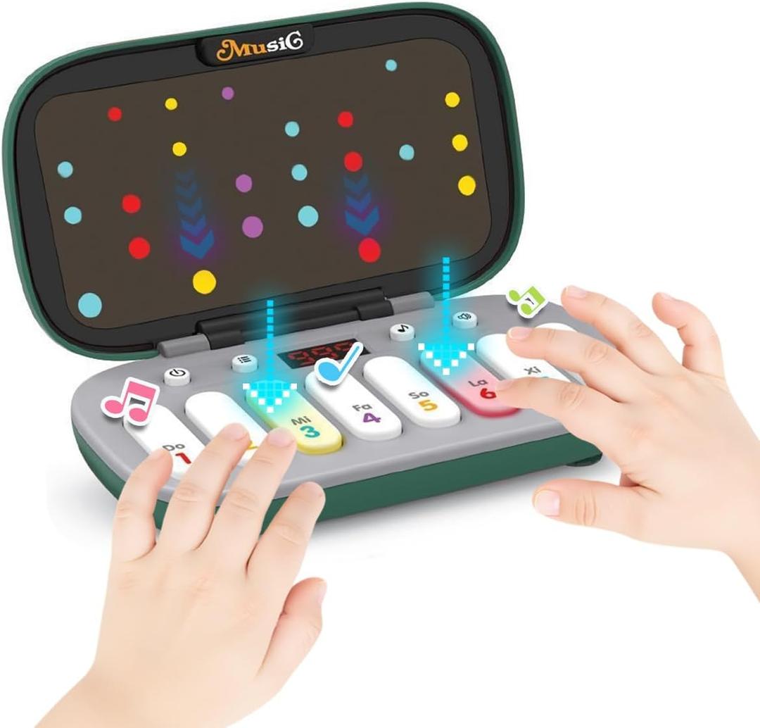 Kids Mini Piano Toy, BPA-Free Light Up Keyboard, Portable Travel Learning Toys for Toddlers, Music Interactive Birthday Gift for 3 4 5 6 Year Old Boys Girls Children (Green)