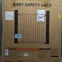 Mumeasy 29.7-40.6" Baby Gate for Stairs, Auto Close Dog Gate for Doorways, Pressure Mounted No Drill Pet Gate with Easy Walk Thru Door, Double Lock, Black