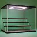 NONEMEY Clear Acrylic Display Case Stand with LED Light 2/3/4/5/6 Tier Storage Box Showcase Dustproof Organizer Box for Collectibles (4Tier 12.4*9.6*10.4inch)