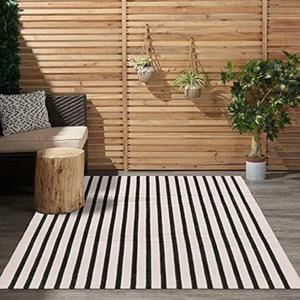 LEEVAN Black and White Striped Area Rug 3x5 ft Outdoor Patio Rugs Woven Washable Farmhouse Floor Carpet Front Porch Doormat for Bedroom/Courtyard/Laundry Room/Living Room