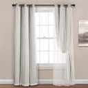 Lush Decor Sheer Grommet Curtains With Insulated Blackout Lining, Window Curtain Panels, Pair, 38"W x 95"L, Light Gray - Curtain With Sheer Overlay, Elegant Blackout Curtains for Bedroom