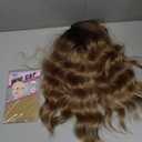Short Brown Wavy Wig with Bangs for women Light Brown Curly wig Shouder Length Bob Curly Wavy Wig Ombre Brown Wig with Dark Roots Synthetic Natural Wavy Heat Resistant Fiber Hair for Daily Use 14 Inch