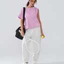 Women's Peplum Tops Babydoll Tops Short Sleeve Shirts Cinched Waist Tops Casual Blouses Dressy Summer (Pink, S)