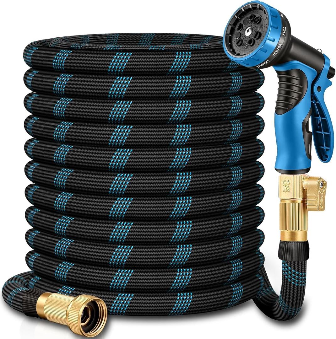 100 ft Flexible Garden Hose - 2026 Upgraded Heavy Duty Water Hoses with 3/4''Solid Fittings,Lightweight,No Kink & Tangle,Puncture Proof Garden Hoses pipe for Yard, Outdoors, Rv
