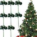 8 Pcs Dark Green Christmas Tree Picks 7.87 Inch Christmas Balls Ornaments Xmas Hanging Decorations for Xmas Tree Topper DIY Wreath Holiday Floral Vase Fillers Crafts Home Decor
