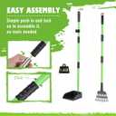 MXF Dog Pooer Scooper Set, 2 in 1 Pet Poop Scooper with Long Handle 28" Dog Poop Picker Upper and Stainless Metal Tray & Rake for Medium & Small Dogs, Heavy Duty for Grass, Dirt, Gravel