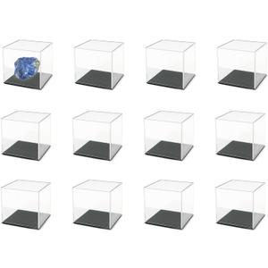 12Pcs Mineral Sample Case, Plastic Display Cube with Lid, Mini Clear Display Case, 1x1x1 Inch Specimen Boxes for Rocks and Minerals Jewelry Storage