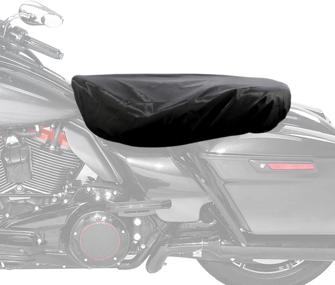 FOVPLUE Seat Rain Cover,Water-Resistant Two-Up Seat Bra Fits Seats up to 32" L x 17" W,Universal for Harley Touring CVO Electra Glide Street Glide Road Glide Road King,Dyna,Softail,Sportster,Indian