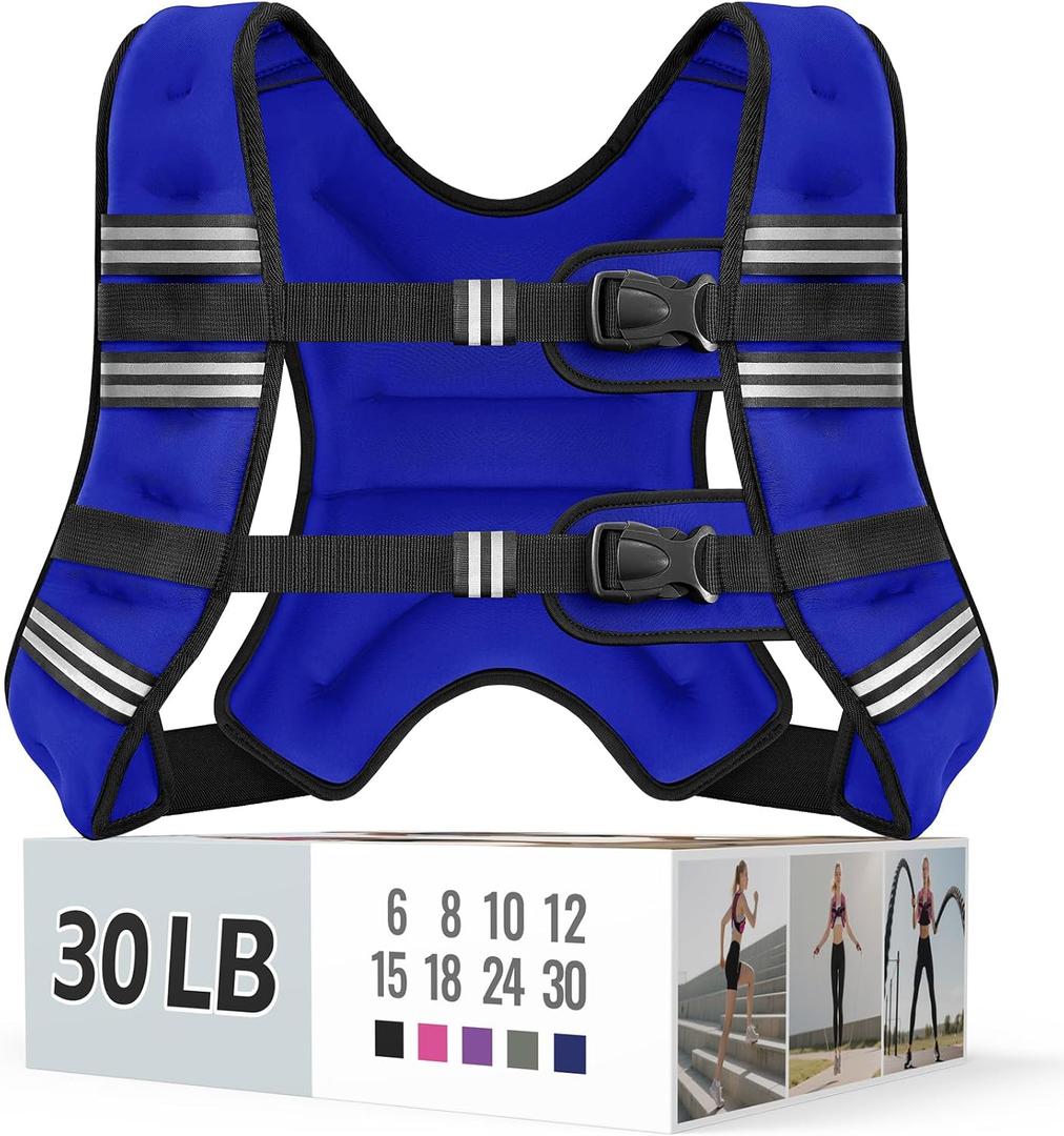 Zeerun Weighted Vest for Women & Men with Reflective Stripe and Adjustable Buckle, Comfortable & Durable Rucking Vest for Walking, Running & Strength Training, 30 Lb
