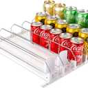 Drink Dispenser for Fridge, Soda Can Organizer for Refrigerator, Adjustable Width Beverage Self-Pushing Glide Rack, Up to 25 Cans Storage for Fridge Pantry (White, 15 Inch, 5 Rows)