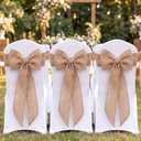 Suncalla 10 Pcs Burlap Chair Bows Sashes 24 x 13'' Ribbon Pack Wedding Natural Chair Sashes Rustic Jute Boho Linen Ties for Farmhouse Events Anniversary Bridal Ceremony Reception Banquet Party Decor