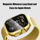Milanese Loop and Case for Apple Watch 3 2 1 Bands for Men 49mm 44mm 46mm 45mm 42mm 41mm 40mm 38mm,Magnetic Stainless Steel Mesh Metal Strap Bracelet With PC Cover for iWatchSeries 11 10 9 8 7 6 5 4 3