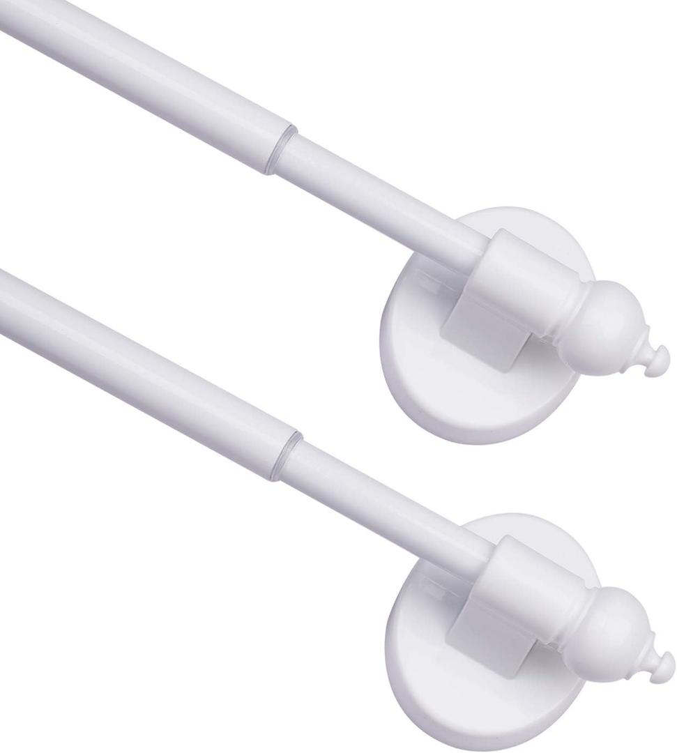 Magnetic Curtain Rods for Metal DoorsMulti-Use Adjustable Appliance for Windows Iron Steel Places16-28 InchWhite2 Pack