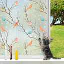 Countewol Bird Window Film Upgraded Reusable Stained Glass Window Film - No Glue, Decorative Privacy for Home Windows(Colorful Birds, 23.6 X 78.7 in) Pack Of 5