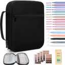 Bible Cover Bible Case for Men Canvas Carrying Cases Book Protector Case Bible Bag with Durable Handle Study Supplies Accessories Christian Gifts (Black, Large)