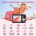 Digital Camera for Kids, 48MP FHD 1080P Autofocus Camera with 16x Zoom, Anti Shake Compact Point and Shoot Camera with 32GB Card for Beginners, Black