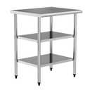 Stainless Steel Work Table 24 x 30 Inch with 2 Adjustable Undershelves, Heavy-Duty Metal Prep Table for Commercial Kitchen & Restaurant, Garage, Outdoor