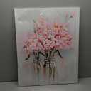 YPY Abstract Bouquet Canvas Wall Art: Pink Flower in Vase Artwork Hand Painted Oil Painting for Teen Girl Bedroom Floral Picture Poster for Living Room Decor 24" x 30"