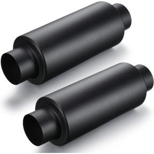 2 Pcs 2.5" Inlet Exhaust Resonator, 2.5" Inlet 2.5" Outlet 11.5" Overall Length Muffler Resonator Stainless Steel, Black