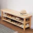 XKZG Storage Bench Wooden Shoe Rack Bench Simple Style Wood Entryway Bench (Natural,47.2")
