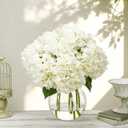 Suncalla 8 Pcs Ivory Hydrangea Artificial Flowers 18 Inch Valentines Faux Hydrangea Flowers with Stems Fake Bouquet Bulk Realistic Floral for Spring Summer Wedding Home Table Indoor Decoration