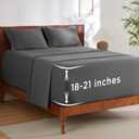 Bedsure Deep Pocket Queen Sheets Set - Fits Mattresses Up to 21 Inches Thick - 4 Piece GentleSoft Bed Sheets, Moisture Wicking, Soft & Cooling Bedsheet & Pillowcases, Easy & Secure Fit, Dark Grey