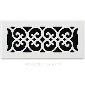 Decor Grates FS410-WH Scroll Design Floor Register,4x10, White