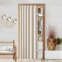 HMYI 100% Blackout Faux Linen Doorway Curtain Accordion Style Doors for Doorway Magnetic Door Curtain, 80 Inch Room Divider Curtains for Cover, 1 Panel, W45 x L80, Sand