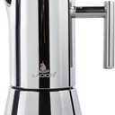 LAOION Stovetop Espresso Maker, 4Cup 6.8 oz Moka Pot, Stainless Steel Cuban and Italian Coffee Maker for Cafetera Cubana, Greca De Cafe Induction Stovetop Compatible, Coffee Gift for Home Travel (Silver)