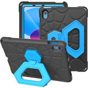 YIHE Shockproof Kids Case for iPad (A16) 11th Generation 11 Inch 2025/ iPad 10th Generation 10.9 inch 2022, Durable Protective Cover with Built-in Screen Protector & Stable Stand, Black Blue
