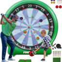 Inflatable 6ft Giant Dartboard, Golf Darts Kick Darts, Soccer & Throw Darts Game with Pump, 2 Kickball, 4 Throw Balls, 20 Golf Balls, Chipping Mat, Giant Dart Board Target Yard Games
