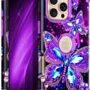 Hekodonk for iPhone 16 Pro Max Case,Glow in The Dark Three Layer Heavy Duty Shockproof Protection Hard Plastic+Soft Silicone Full Body Drop Protective Case for Apple iPhone 16 Pro Max,All Purple