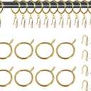 20 Packs Gold Curtain Rings and Shower Curtain Hooks Set, 30mm/1.18 Inch Internal Diameter Metal Drapery Pin Hooks for Window Door Drapes (Gold)